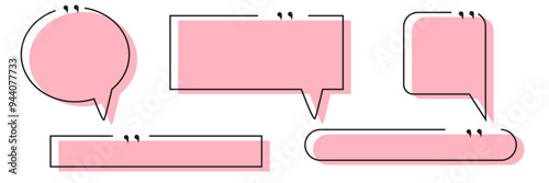 Quote box frames set isolated on transparent background. Bubble quotation, comment, message design eps10 