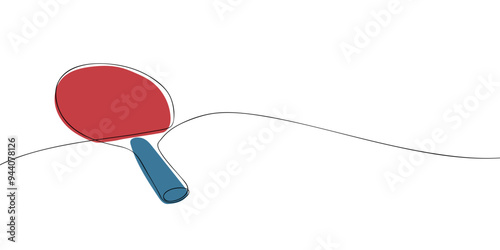 A single line drawing of a racket. Continuous line table tennis racket icon. One line icon. Vector illustration.