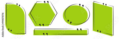 Quote box frames set isolated on transparent background. Bubble quotation, comment, message design eps10 