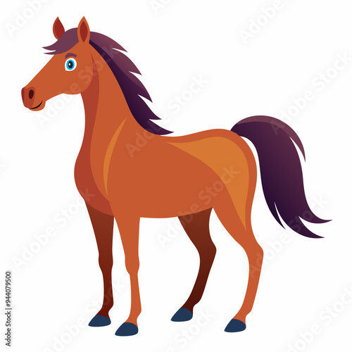 Cartoon Illustration of a Brown Horse with Blue Eyes