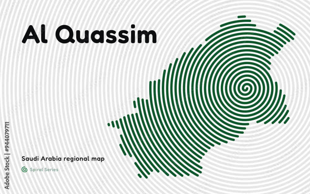 Creative Map of Al Quassin in a Circle Spiral Pattern. Saudi Arabia regional map Creative Map of Al Quassin in a Circle Spiral Pattern. Saudi Arabia regional map