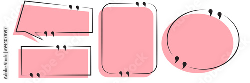 Quote vector bubbles for text, speech. Quotation box frames with borders design for comment, title, citation, chat design eps10