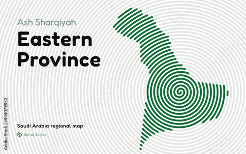 Creative Map of Ash Sharqiyah, Eastern Province in a Circle Spiral Pattern. Saudi Arabia regional map