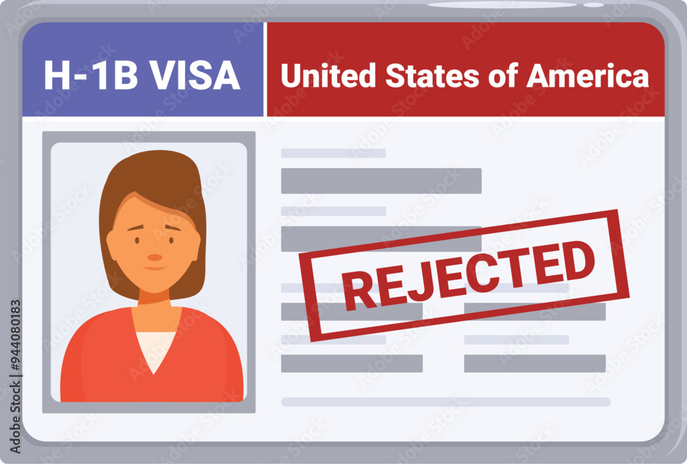 Woman is holding a rejected united states of america work visa Woman is holding a rejected united states of america work visa