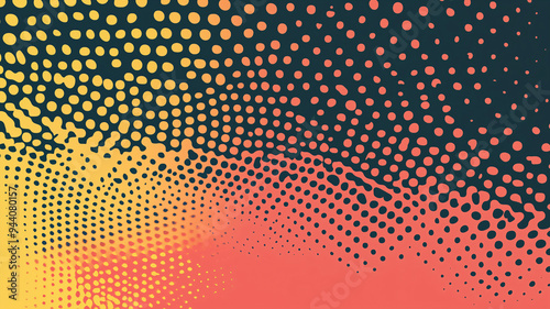 Wallpaper Mural Warm gradient halftone effect with large visible dots forming abstract patterns Torontodigital.ca