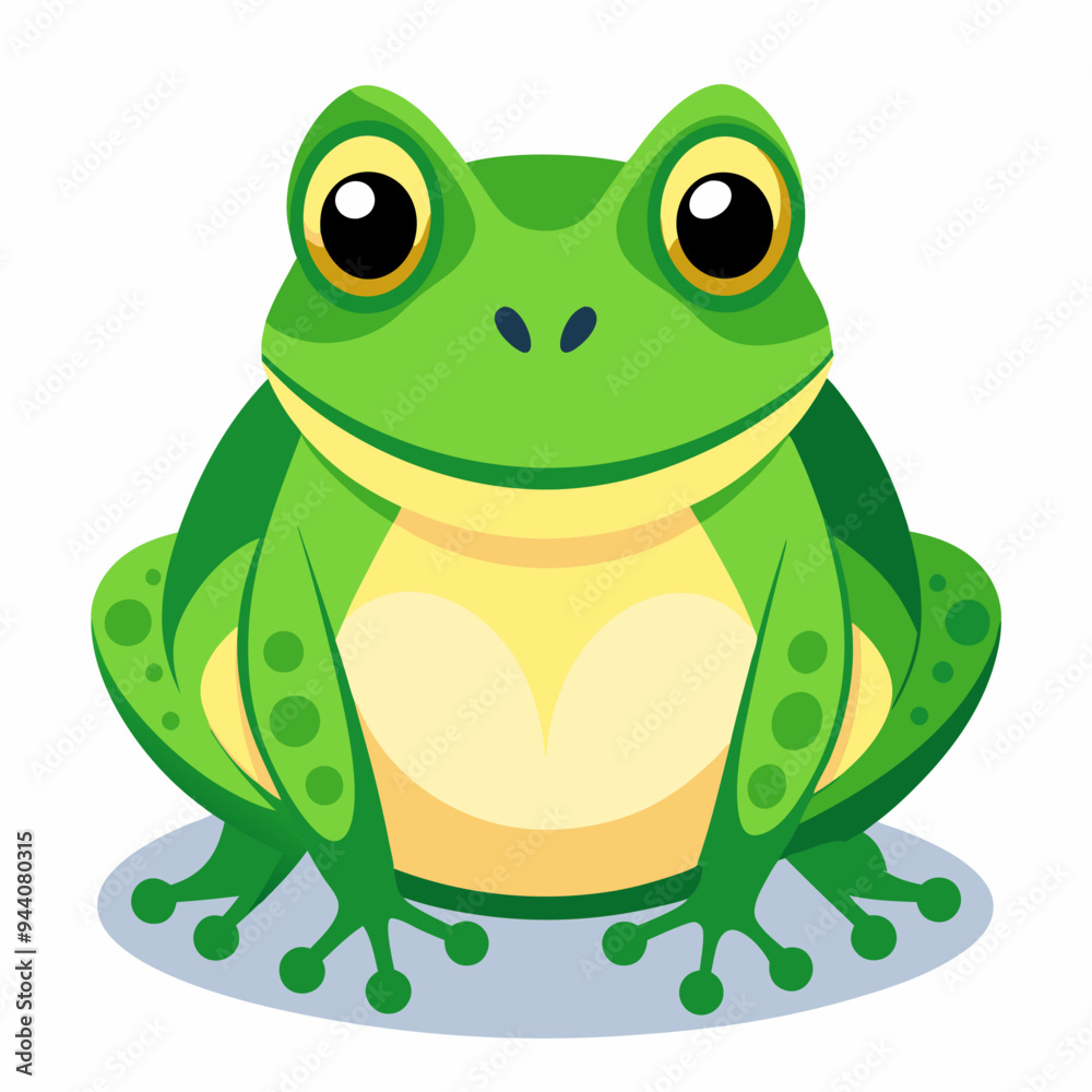 Cartoon Illustration of a Green Frog Sitting on a White Background Cartoon Illustration of a Green Frog Sitting on a White Background