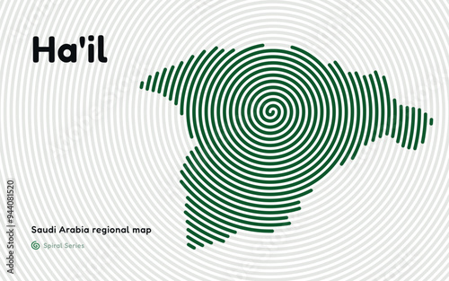 Creative Map of Ha'il in a Circle Spiral Pattern. Saudi Arabia regional map