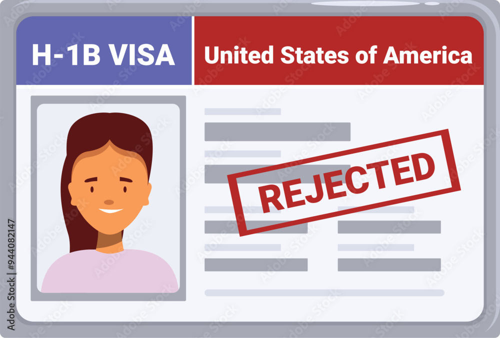 Woman is holding a rejected work visa application for the united states of america Woman is holding a rejected work visa application for the united states of america