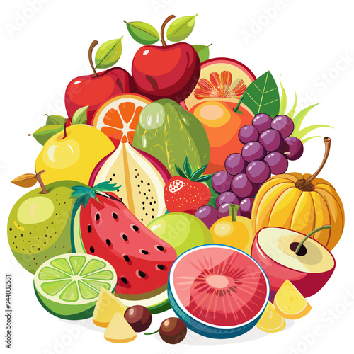 Assortment of Fresh Fruits, Ripe and Colorful
