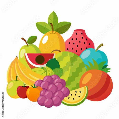 A Colorful Arrangement of Fresh Fruit