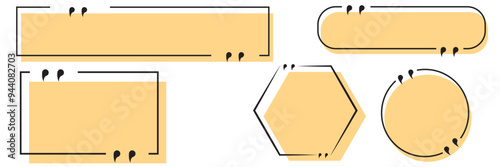 Quote box frames set isolated on white background. Bubble quotation, comment, message borders design eps10