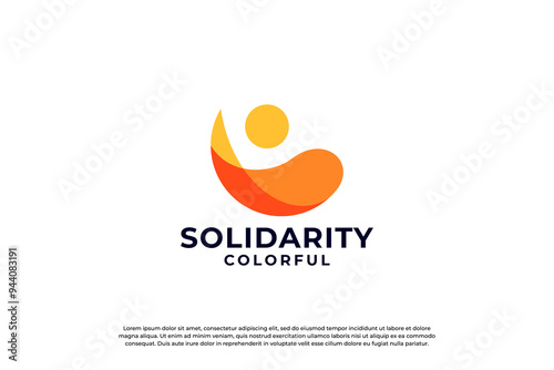 Simple Union logo design. Abstract human logo.