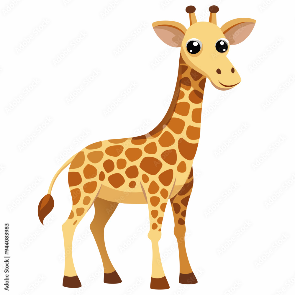 A Cartoon Illustration of a Smiling Giraffe A Cartoon Illustration of a Smiling Giraffe