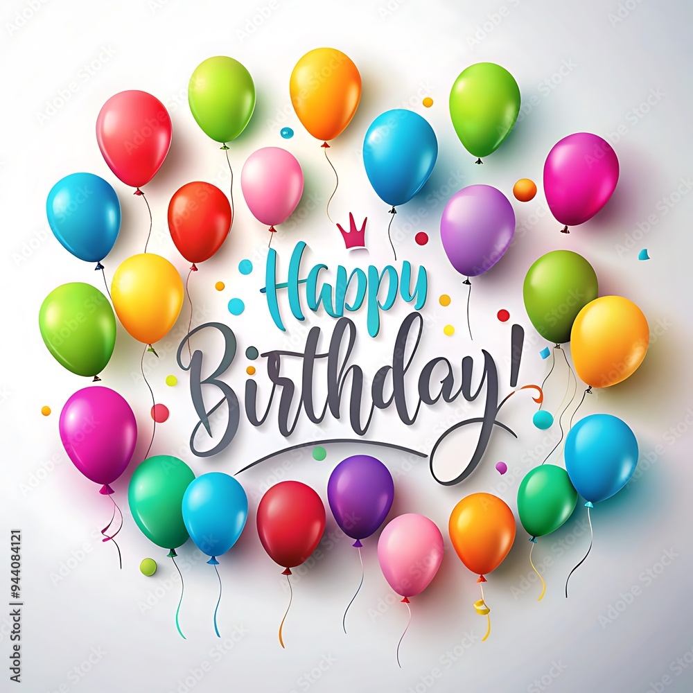 Happy birthday background with colored balloons Happy birthday background with colored balloons