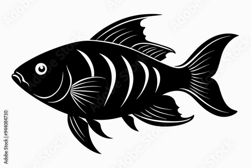 Gourami fish silhouette black vector art illustration  photo