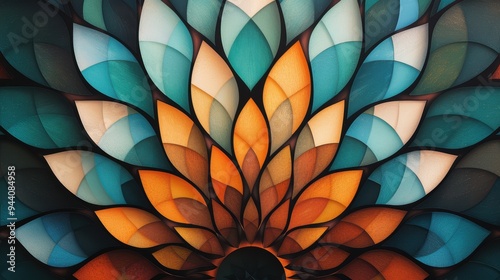 Wallpaper Mural A mesmerizing abstract art piece featuring geometric shapes arranged in a harmonious composition based on the golden ratio, with vibrant colors and intricate patterns creating a visually stunning Torontodigital.ca