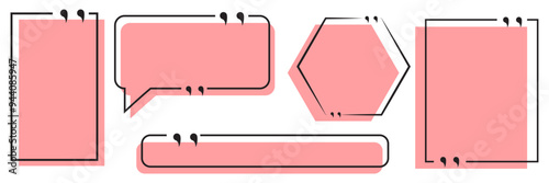 Set quote box frame, texting quote blank template boxes, design boxes quotation bubble blog symbols eps10 