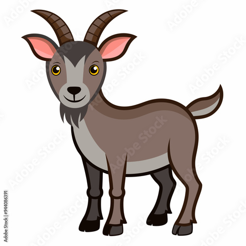 Cartoon Illustration of a Friendly Brown Goat