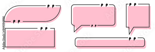 Set with quote box frame in abstract style. Vector texting quote boxes. Bubble banners with message box and comment box eps 10 file
