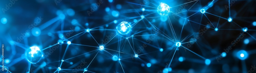 Abstract Blue Network of Glowing Spheres, Technology, Connectivity, Network Abstract Blue Network of Glowing Spheres, Technology, Connectivity, Network