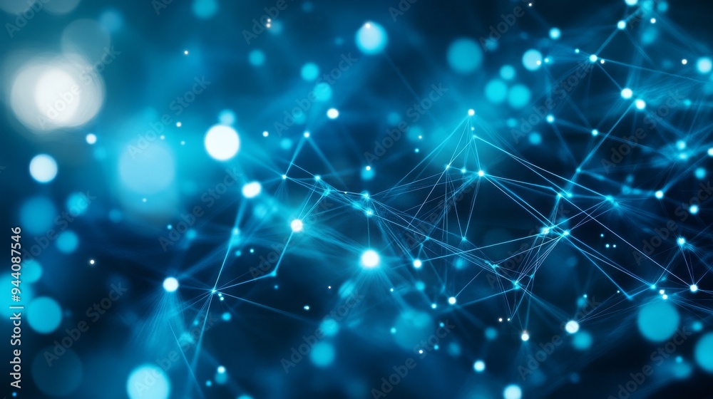 Abstract Blue Network with Glowing Nodes, Digital, Technology, Abstract Abstract Blue Network with Glowing Nodes, Digital, Technology, Abstract