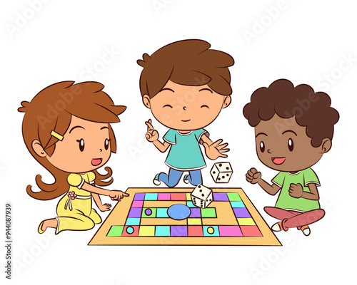 Children playing board game