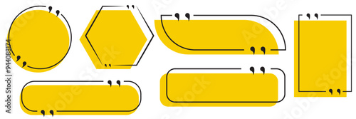 Set with quote box frame in abstract style. Vector texting quote boxes. Bubble banners with message box and comment box eps 10 file
