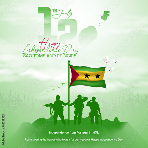 Sao Tome and Principe Independence Day greeting card design for social media post