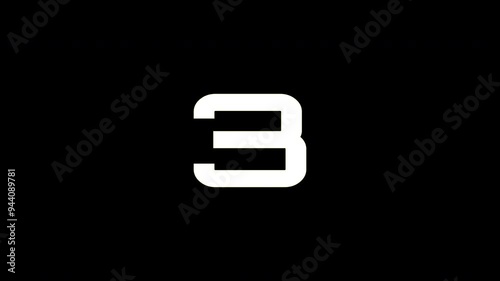 3, 2, 1 minutes countdown timer animation and Go! sign in black and white. 3 2 1 let's go Moving down Cartoon Number pack animation black background. flat design number drop down 4K animated