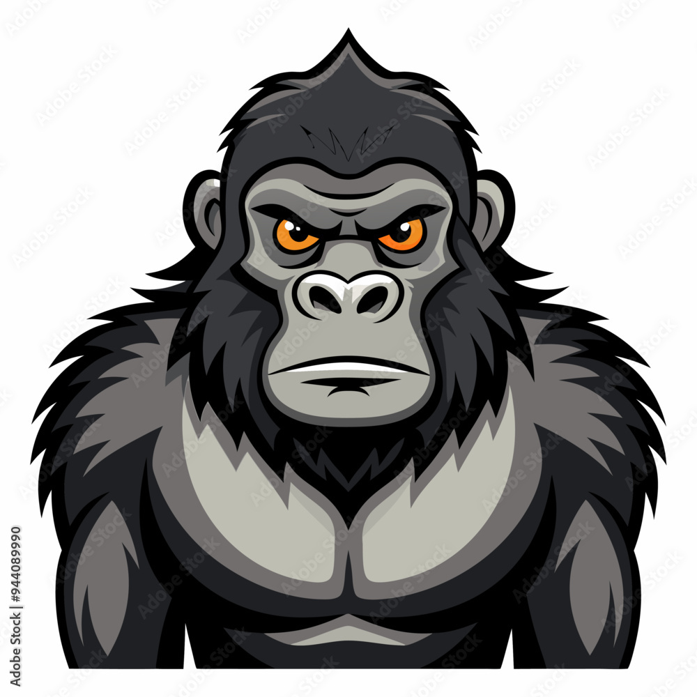 Close-up of a Cartoon Gorilla with Intense Expression Close-up of a Cartoon Gorilla with Intense Expression