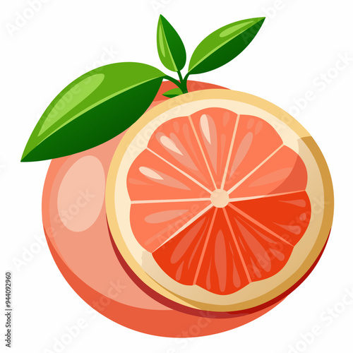 A Whole Grapefruit With One Sliced Section