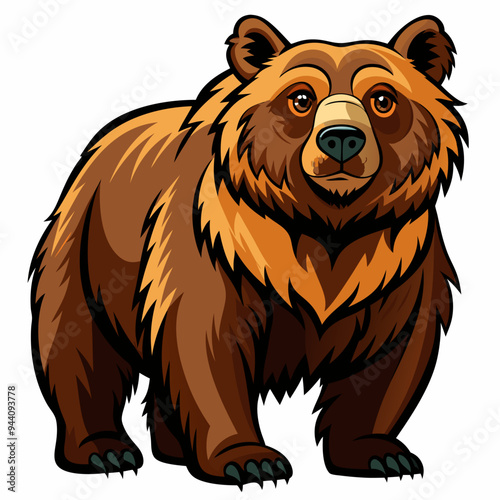 A Standing Brown Bear with Claws and Fur