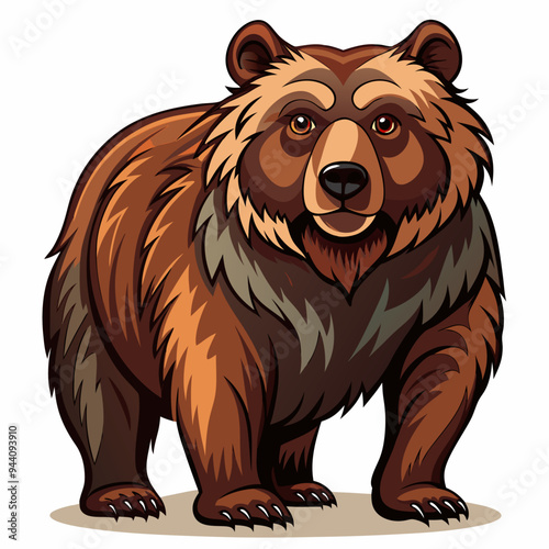 Brown bear standing on a white background