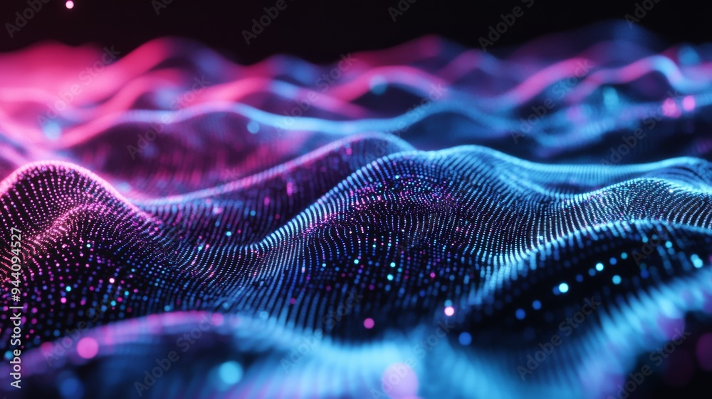 Abstract Neon Wavy Pattern with Blue and Pink Glowing Lights, 3d rendering, digital art, technology , neon , abstract Abstract Neon Wavy Pattern with Blue and Pink Glowing Lights, 3d rendering, digital art, technology , neon , abstract