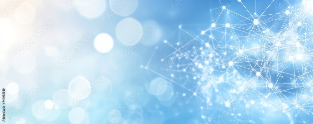 Abstract Network with Bokeh Lights on Blue Background, abstract, background, network