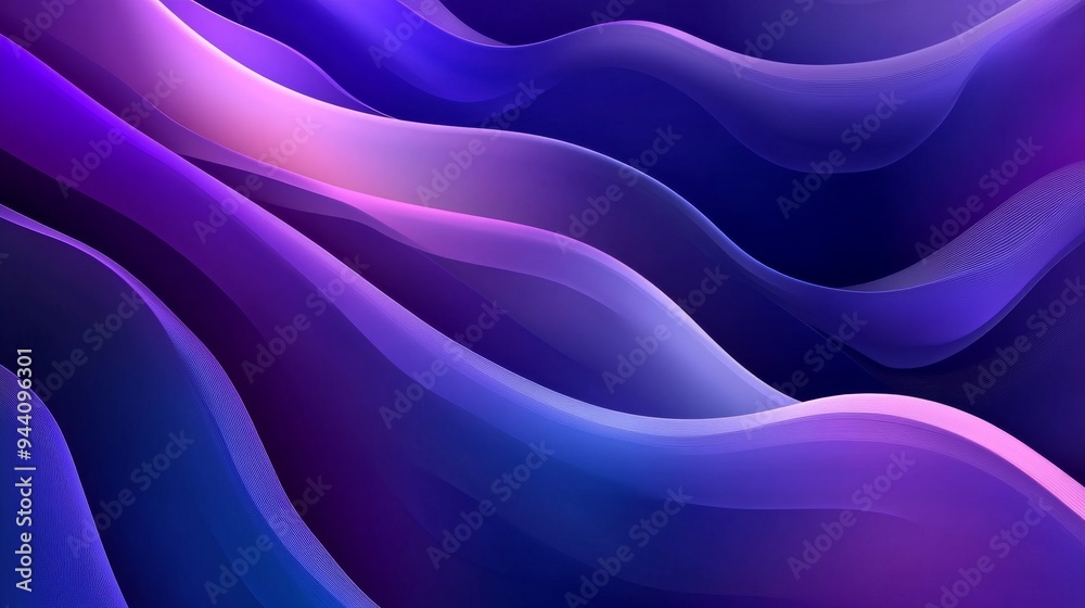 Obraz premium Abstract Purple Waves, Digital Art, Abstract Background, Gradient, Colorful
