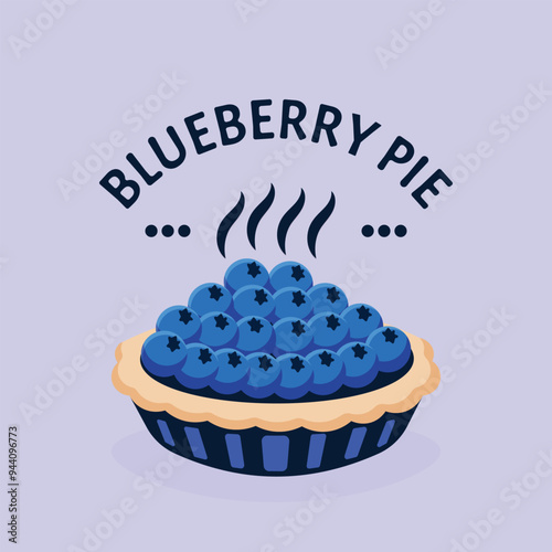 Blueberry pie logo flat design