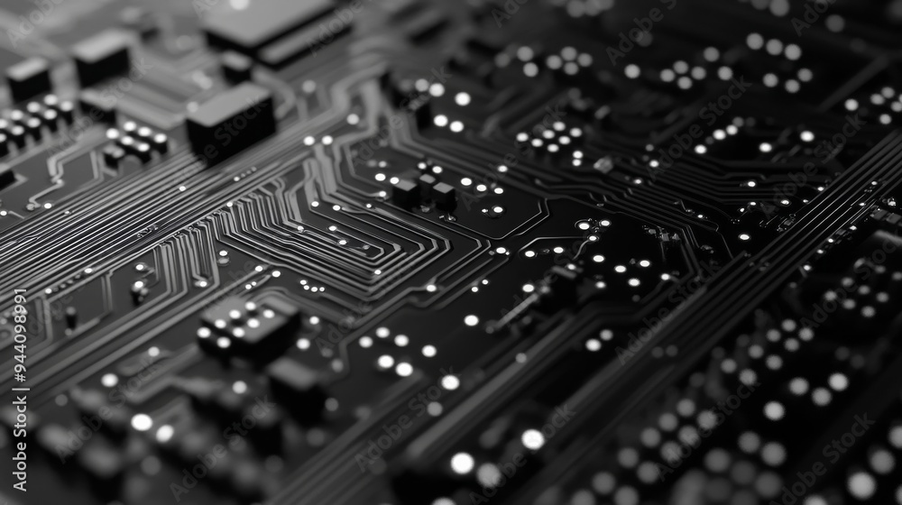 Circuit Board Abstract in Black and White, Technology, Electronics, Hardware Circuit Board Abstract in Black and White, Technology, Electronics, Hardware