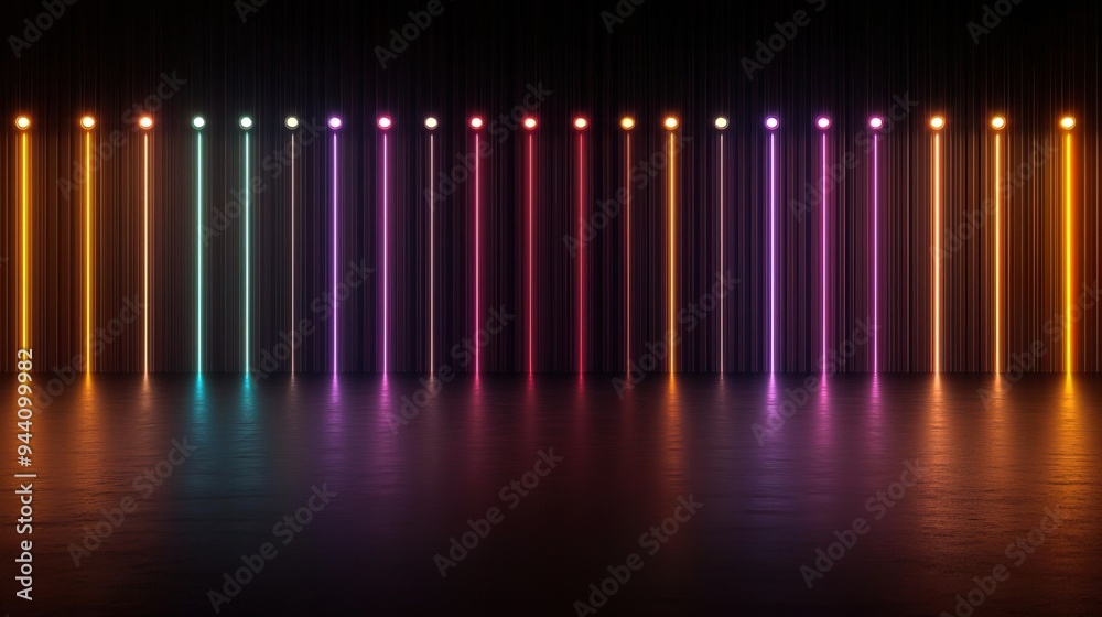 Abstract colorful neon light beams in a dark room. Abstract colorful neon light beams in a dark room.