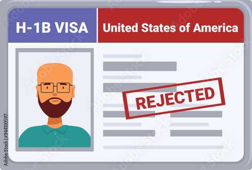 H 1b work visa application for united states getting rejected, american immigration concept
