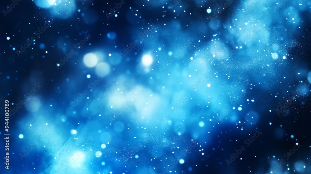 Fototapeta premium Cosmic Blue Bokeh with a Fading Light, Bokeh, Abstract, Space