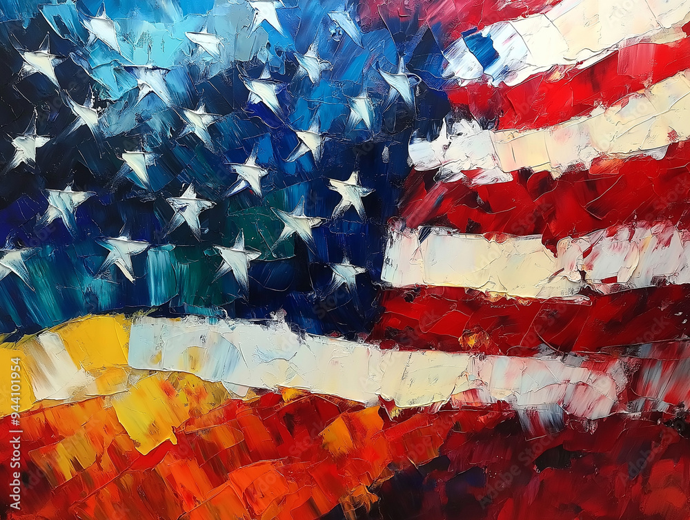 Abstract painting of an American flag Abstract painting of an American flag