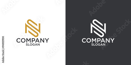 letter N abstract geometry logo vector design