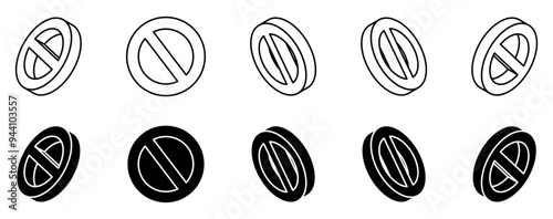 block or ban sign silhouette vector set. isometric