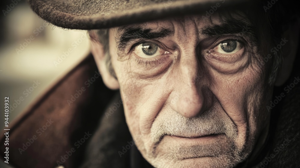 Close-Up Portrait of a Thoughtful Elderly Man Close-Up Portrait of a Thoughtful Elderly Man