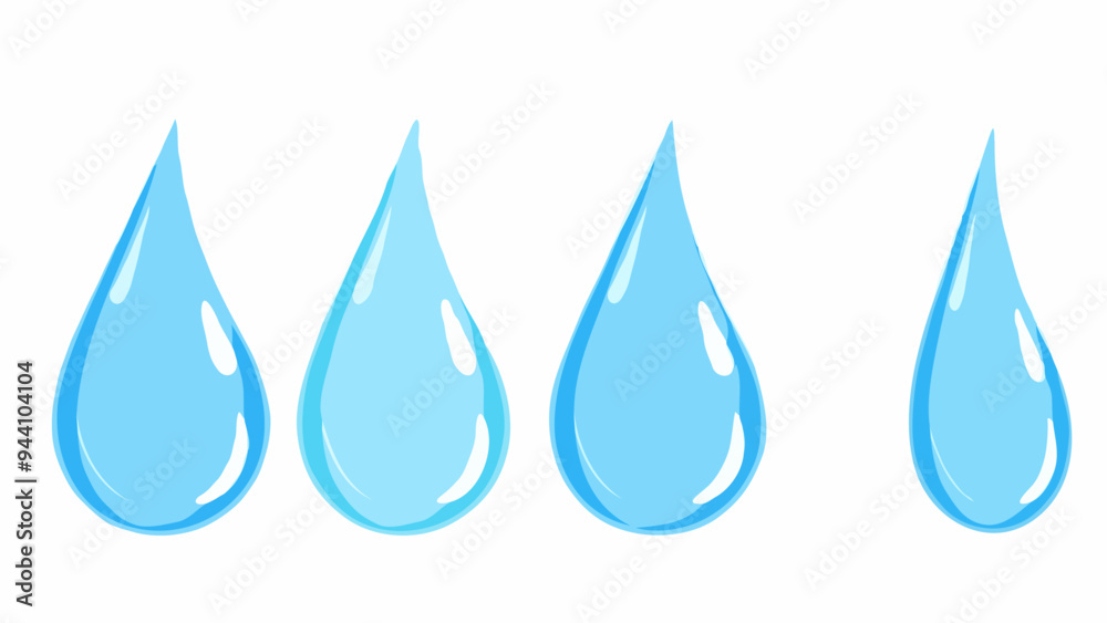 Wassertropfen in verschiedenen Größen auf weißem Hintergrund Wassertropfen in verschiedenen Größen auf weißem Hintergrund