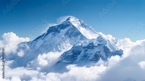 Majestic mountain peaks with snow-capped summits