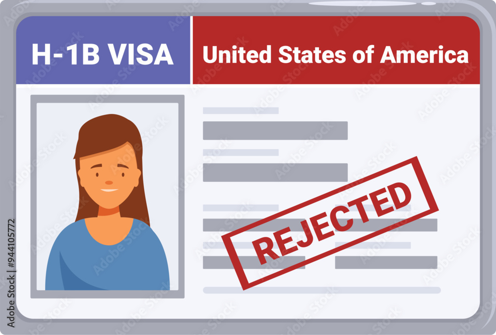 Young professional woman is holding a rejected united states of america work visa Young professional woman is holding a rejected united states of america work visa