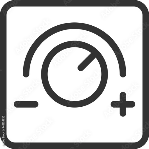Light dimmer icon line trendy design. Electricity lamp saving energy sign. Black and white flat style.