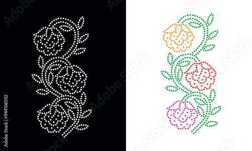Flower vector transfer rhinestone design